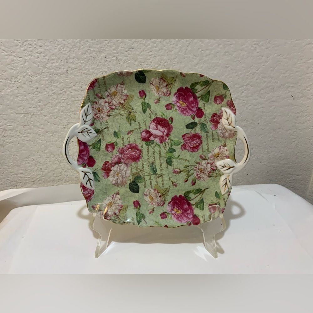 Royal Danube English Rose Square Handled Cake Plate 10,5" x 9" G23